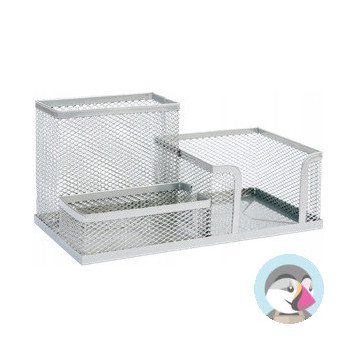 Przybornik na biurko NATUNA siatka srebrny 204x104x100mm (3A)