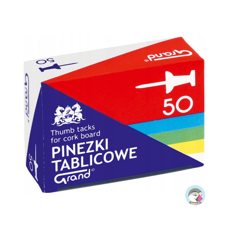 Pinezki tablicowe op-50szt. kolorowe GRAND 110-1657
