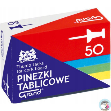 Pinezki tablicowe op-50szt. kolorowe GRAND 110-1657
