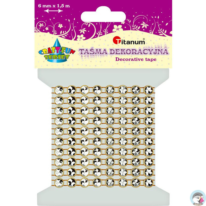 Taśma z kryształkami złota 6mm, dł.1,5m 363492 TITANUM
