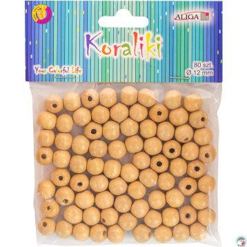Koraliki drewniane naturalne 12mm (80szt.) PJ-0668 ALIGA