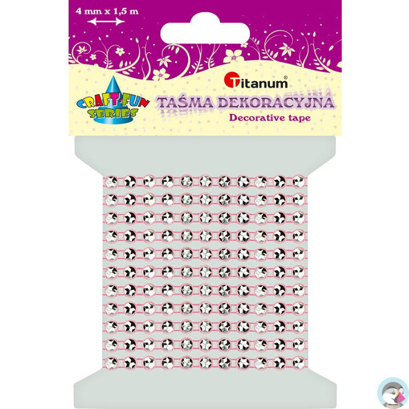 Taśma z kryształkami j.różowa 4mm, dł.1,5m 363502 TITANUM