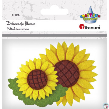Filcowe dekoracje SŁONECZNIKI 3D z liściem 2szt. 472949 TITANUM