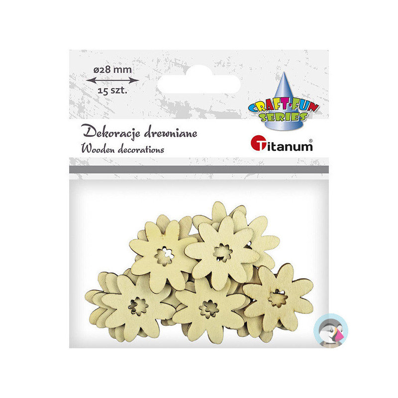 Dekoracje drewniane KWIATY 28mm 12szt. 486030 TITANUM
