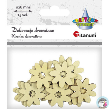 Dekoracje drewniane KWIATY 28mm 12szt. 486030 TITANUM