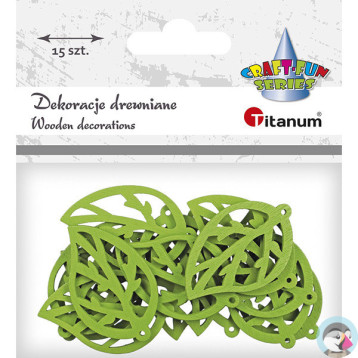 Dekoracje drewniane LIŚCIE zielone 15szt. 486033 TITANUM