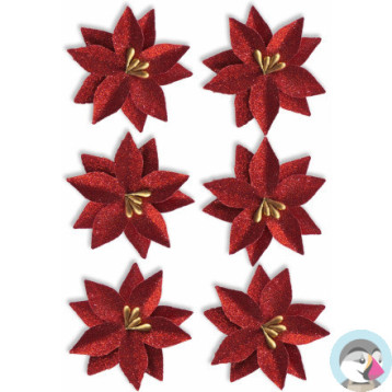 Kwiaty papierowe POINSECJA czerwone (6sztuk) 252037 Galeria Papieru