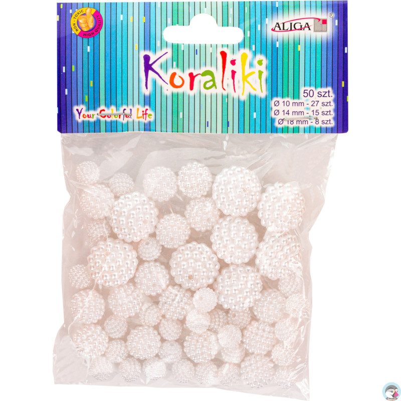 Koraliki plastikowe perłowe mix rozm. (50) PJ-0613 ALIGA