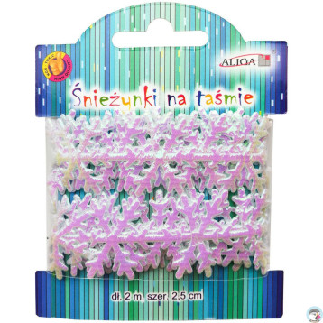 Śnieżynki na taśmie 2m x 2,5cm TC-6205 ALIGA