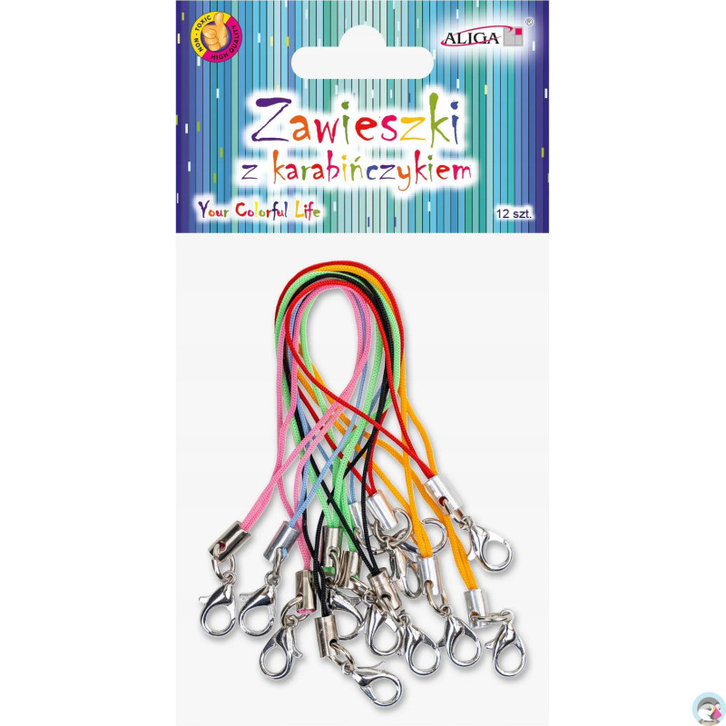 Zawieszki z karabińczykiem mix kolorów 7cm (12 sztuk) PH-8305 ALIGA