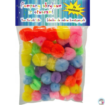 Pompony akrylowe z otworem w środku 60szt. PM-0010 ALIGA
