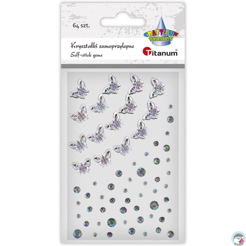 Kryształki samoprzylepne MOTYLE + Kropki (64 sztuki) 627664 24SL0341 TITANUM