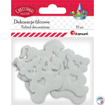 Dekoracje filcowe świąteczne białe 3 wzory x4szt. 437240 TITANUM