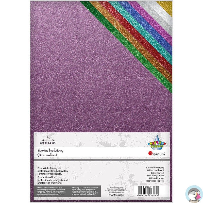 Karton brokatowany A4 10 kolorów 250g 487247 TITANUM