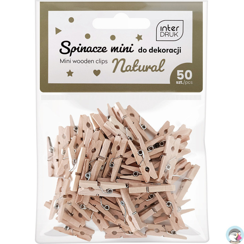 Naturalne spinacze do dekoracji MINI 50szt. INTERDRUK