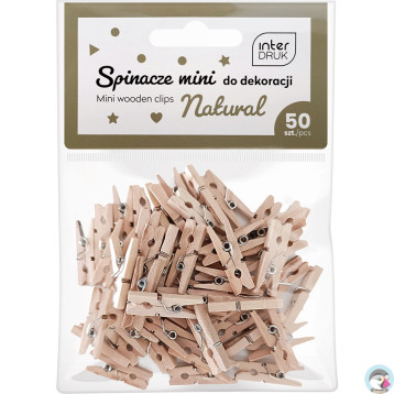 Naturalne spinacze do dekoracji MINI 50szt. INTERDRUK