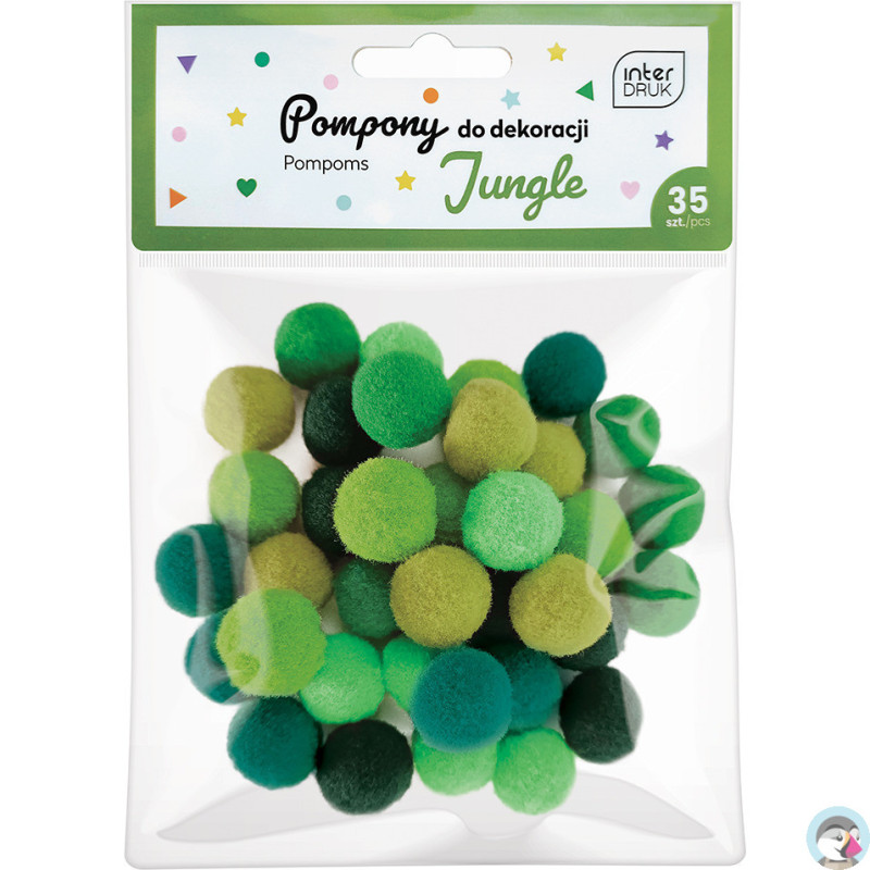 Pompony do dekoracji 35szt. JUNGLE INTERDRUK