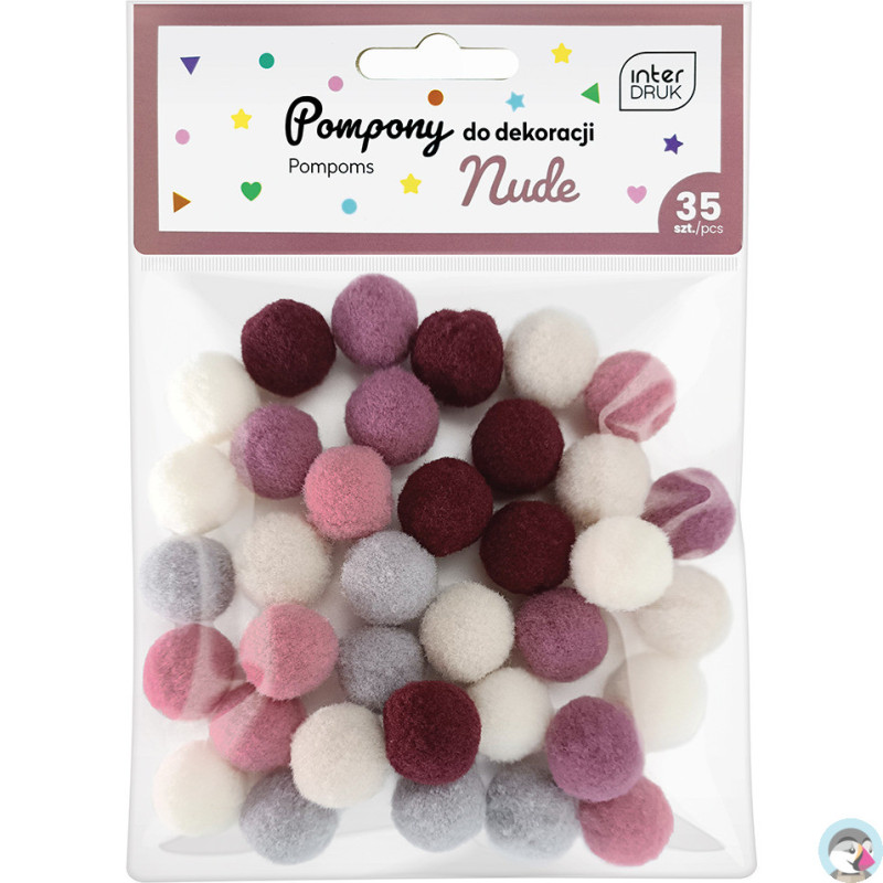 Pompony do dekoracji 35szt. NUDE INTERDRUK