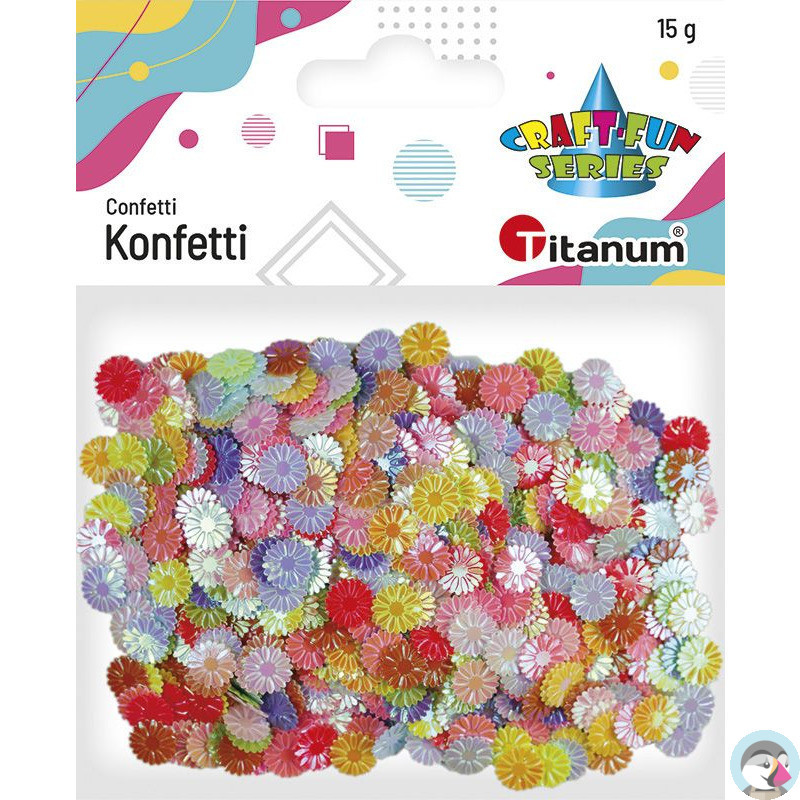 Konfetti kwiaty okrągłe 9mm mix kol. 15g 472902 TITANUM