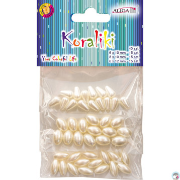 Koraliki perłowe plastikowe mix rozm. 45szt. PJ-7889 ALIGA