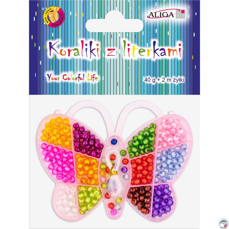 Zestaw koralików plast.w pudełku motyl 8mm, 300szt. PJ-7735 ALIGA