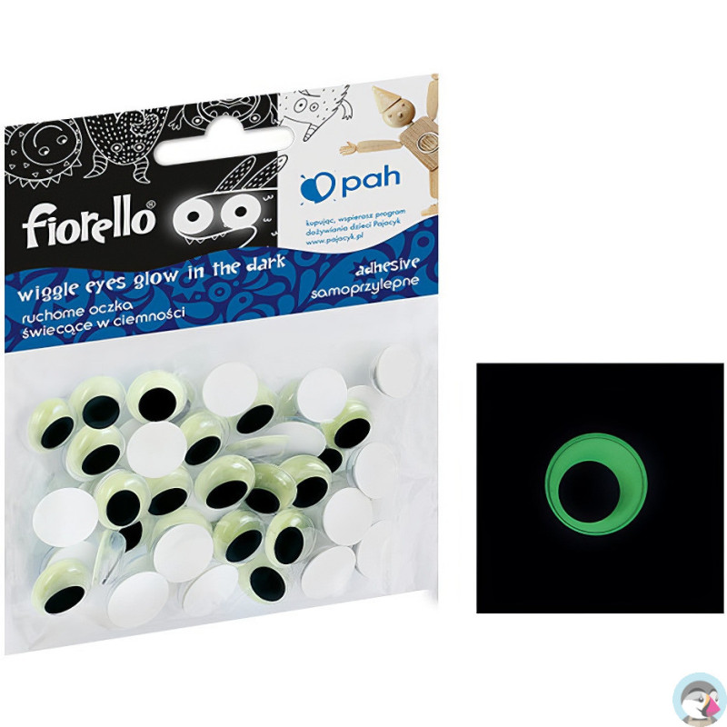 Oczka ruchome samoprzylepne świecące w ciemności 12mm (50 sztuk) FIORELLO GR-KE50-12F 170-2560
