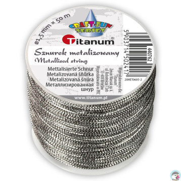 Sznurek metalizowany srebrny 1,5mm x 50m 440762 TITANUM