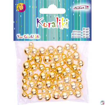 Koraliki plastikowe mix rozmiarów (60 sztuk) złote PJ-9463 ALIGA