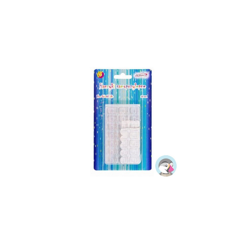Haczyki samoprzylepne bezbarwne 1,8x1,3cm 20szt. PH-2846 ALIGA