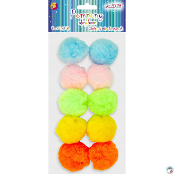 Pompony akrylowe mix kolorów 5cm 10szt. POM-203 ALIGA