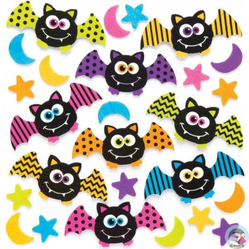 Naklejki piankowe HALLOWEEN kolorowe nietoperze PVH4 BREWIS