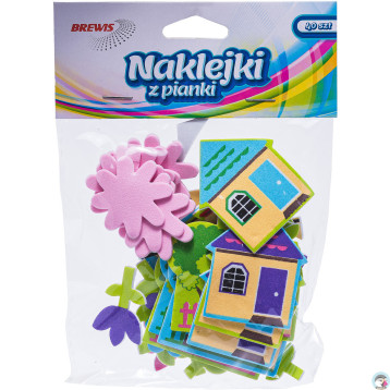 Naklejki z pianki KWIATKI I DOMKI 40 szt. PVC51 BREWIS