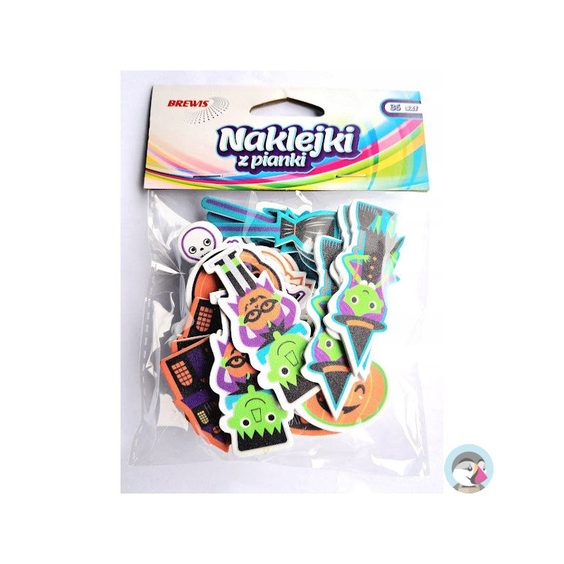 Naklejki z pianki HALLOWEEN dynie, miotła, dom (36 szt.) PVH6 BREWIS