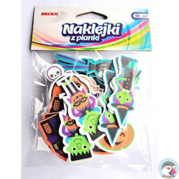 Naklejki z pianki HALLOWEEN dynie, miotła, dom (36 szt.) PVH6 BREWIS