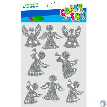 Naklejki brokatowe ANIOŁKI srebrne 8szt. 521738 Craft with Fun