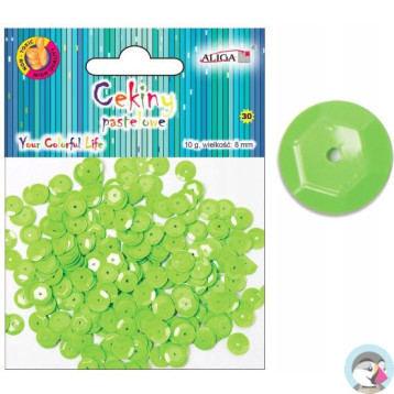 Cekiny pastelowe jasno zielone 8mm, 10g WMT-105(32) ALIGA