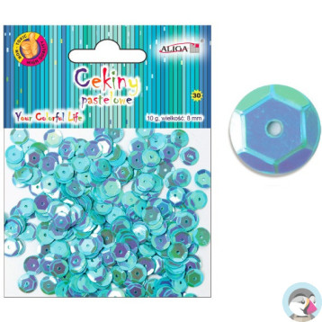 Cekiny pastelowe turkusowe 8mm, 10g. WMT-110(37) ALIGA