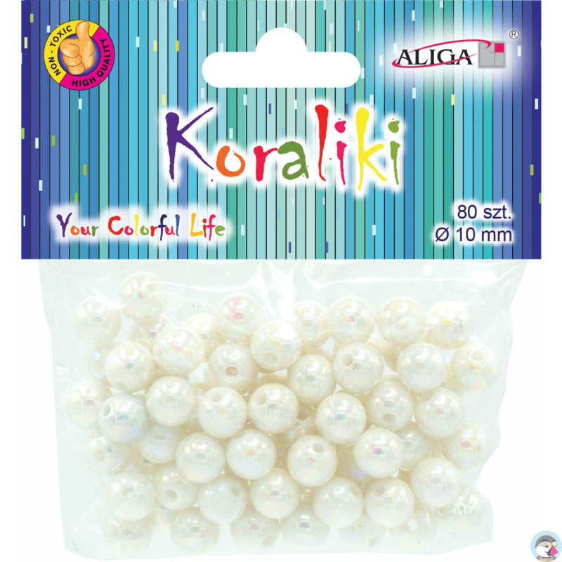 Koraliki plastikowe opalizujące perłowe 10mm (80szt.) PJ-0836 ALIGA