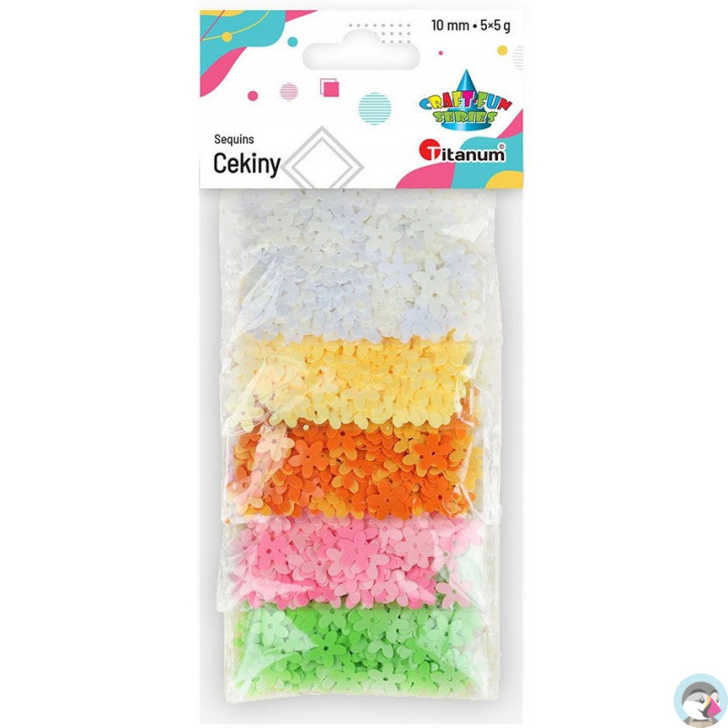Cekiny kwiaty 10mm 5x5g. pastelowe TITANUM 268436