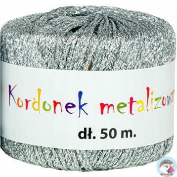 Kordonek metalizowany 2mmx50m srebrny KOB-02 ALIGA