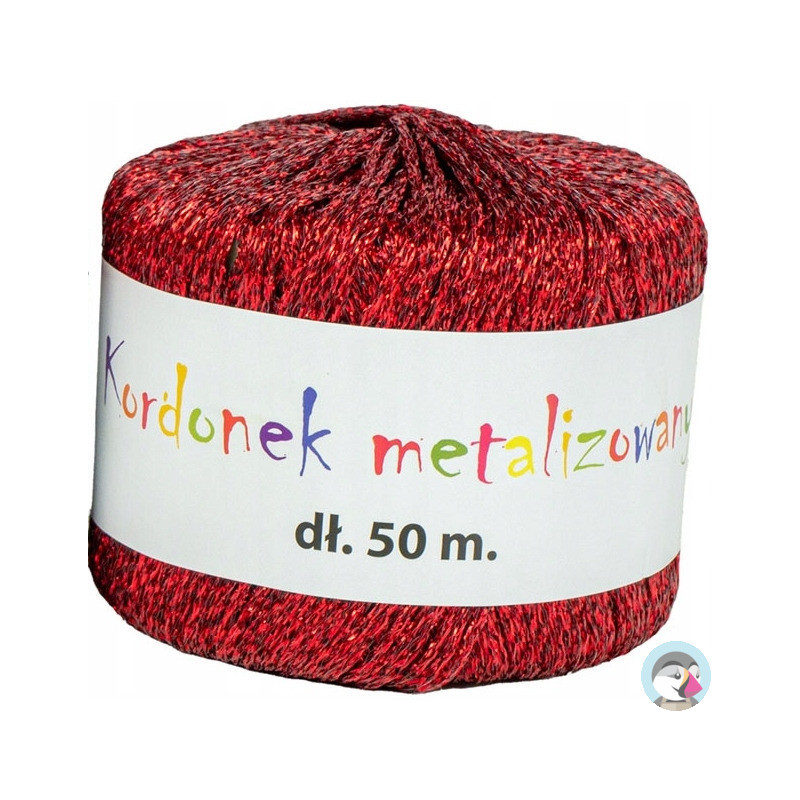 Kordonek metalizowany 2mmx50m czerwony KOB-04 ALIGA