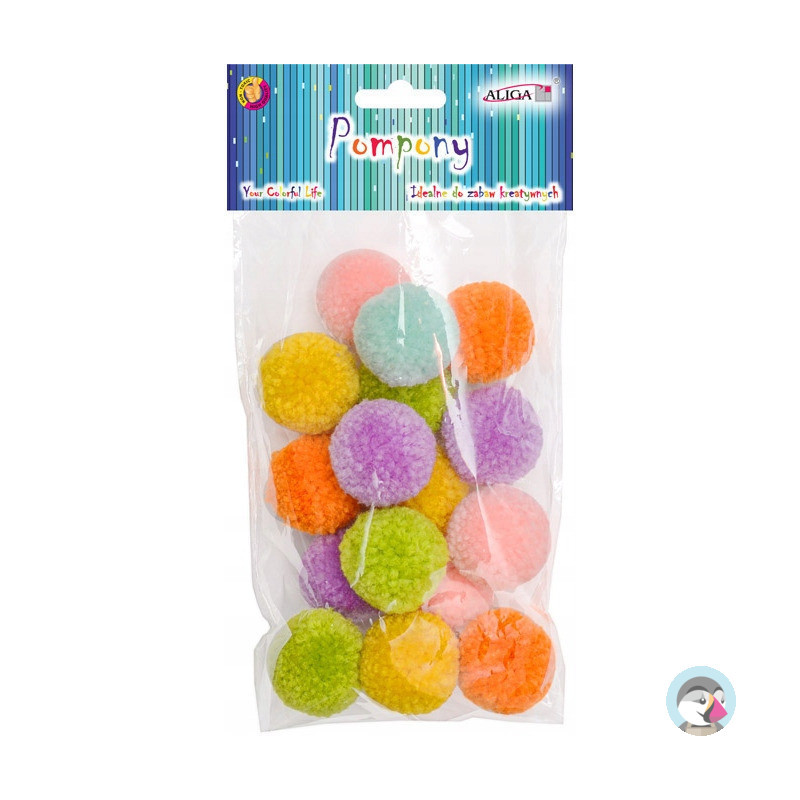 Pompony mix kol. 3cm (18 szt.) PM-0028 ALIGA