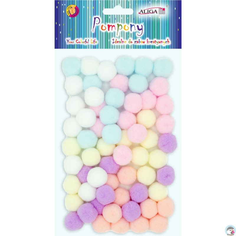 Pompony pastelowe mix 2cm (60 szt.) POM-207 ALIGA