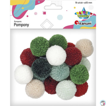 Pompony włóczkowe pastelowe ciemne mix 18 szt. 412941 TITANUM