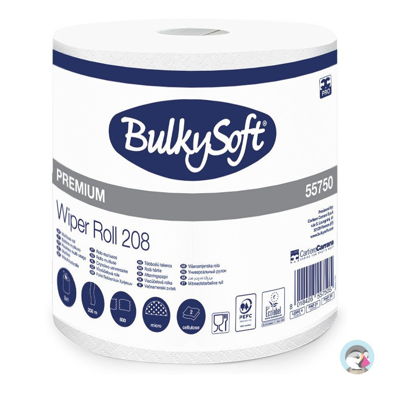Czyściwo papierowe BulkySoft Classic 2 warstwy 208m celuloza biała 55750
