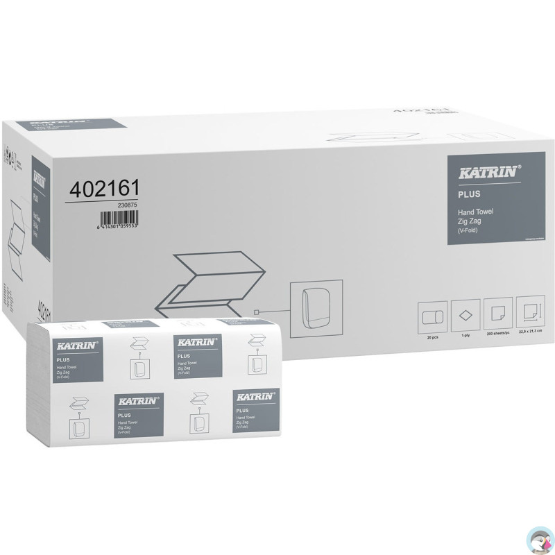 Ręcznik ZZ V-FOLD KATRIN biały Classic 100% celuloza 200x20op. 213mmx229mm 402161/556419