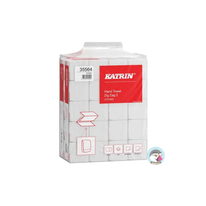 Ręcznik ZZ V-FOLD KATRIN Basic biały 2w makulatura 16g/m2 23x22,4cm 35564/561667 4000skł ZIG ZAG 2