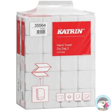 Ręcznik ZZ V-FOLD KATRIN Basic biały 2w makulatura 16g/m2 23x22,4cm 35564/561667 4000skł ZIG ZAG 2