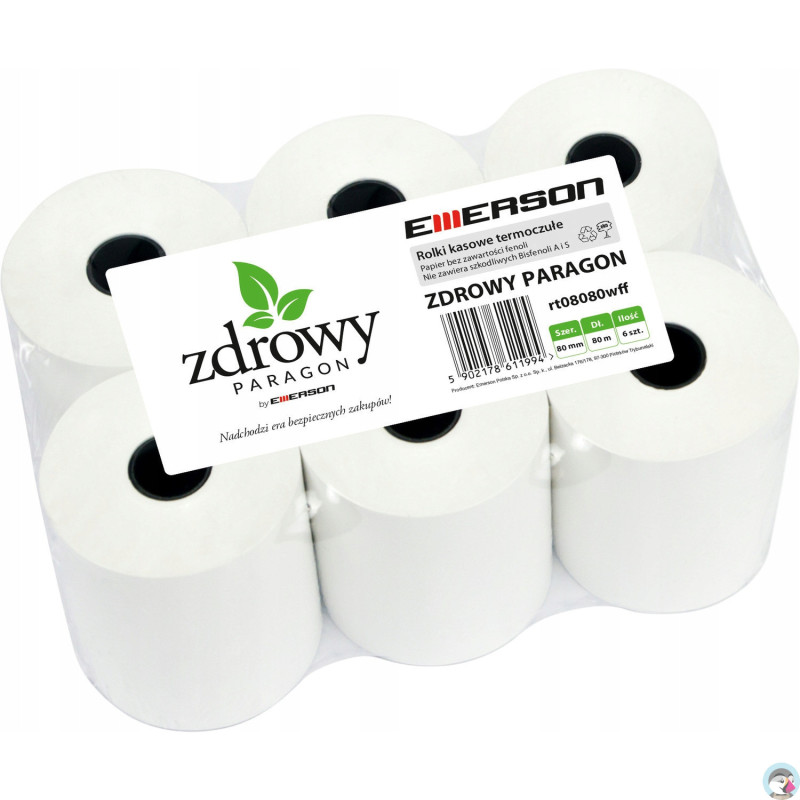 Rolki termiczne 80mmx80m (6szt) EMERSON rt08080wkff zdrowy paragon