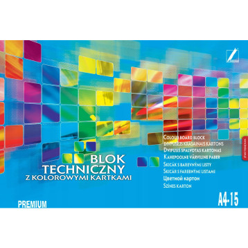 Blok techniczny kolorowy A4 15k PREMIUM KRESKA Blok techniczny kolorowy A4 15k PREMIUM KRESKA